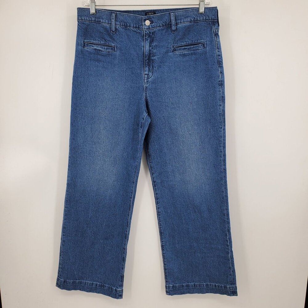 J. Crew Tall Wide Leg Crop Jean With Welt Pockets All Day Stretch Jeans 31 Tall
